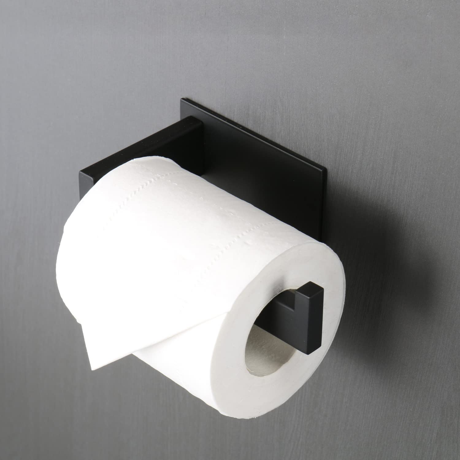 Vanloory Toilet Paper Holder, Self Adhesive Tissue Holder Stainless Steel Rustproof Paper Roll Holder, No Drilling Easy to Install, Toilet Paper Rack Suitable for Office, Bathroom (Matte Black)