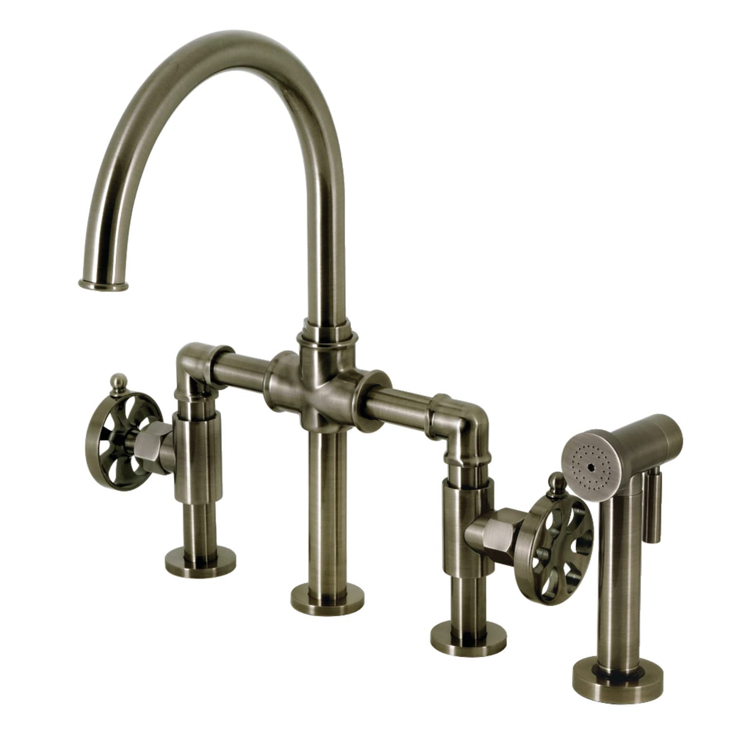 Kingston Brass KS2334RX Belknap Bridge Kitchen Faucet, Black Stainless