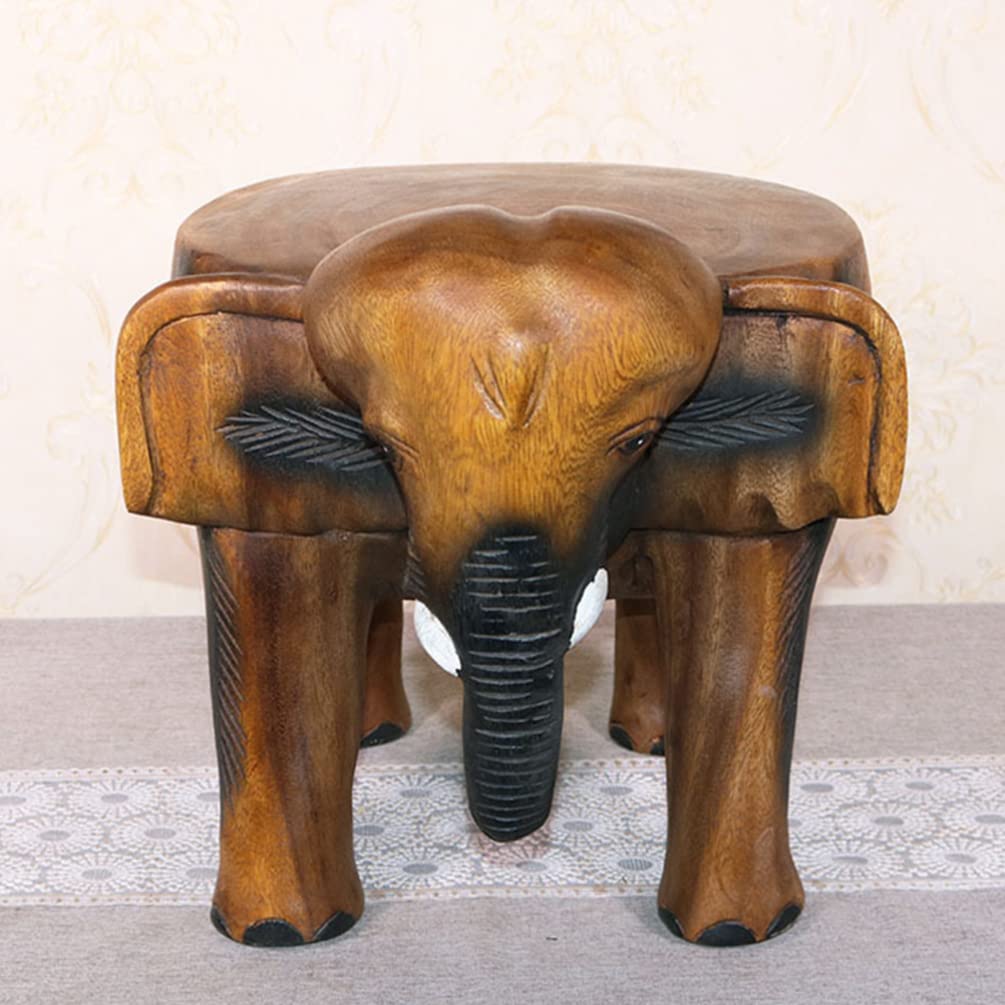 DOITOOL Wooden Elephant Stool Wood Foot Step Stool Sturdy Handicraft Wood Support for Bedroom Bathroom Living Room