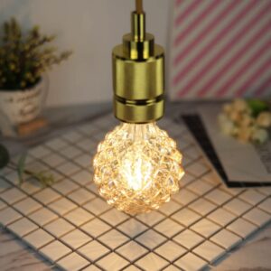 G95 LED Pineapple Bulb Retro Edison Lamp 4W 2700K Warm White Light Not Dimmable 40W Equivalent Amber Glass Lamp, E26 Base, Suitable for Bedrooms, Restaurants, Cafes, Pack of 2