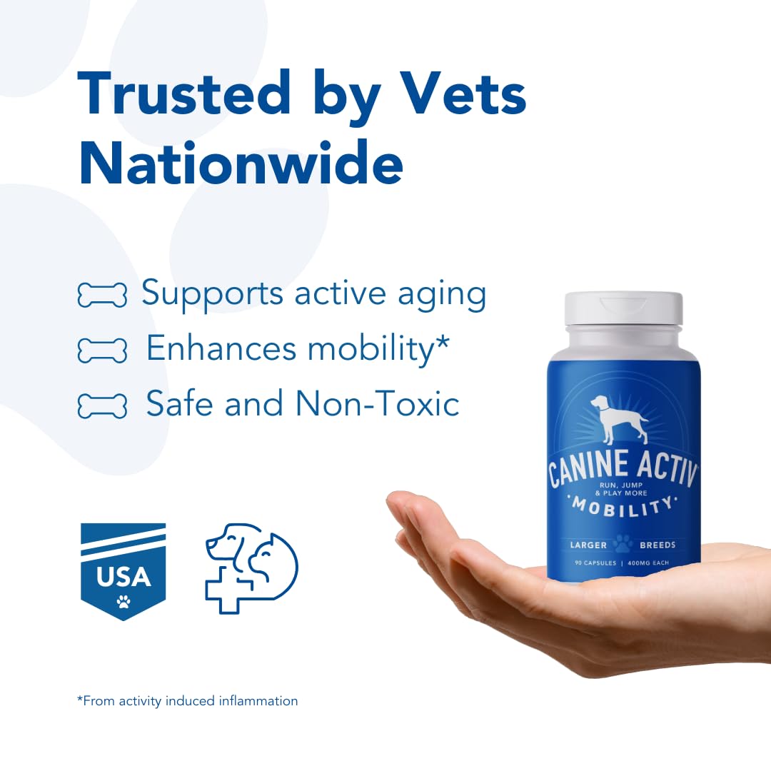 CANINE ACTIV - Dog Joint Pain Relief Activity-Induced Capsules, Dog Joint Supplement Large Breed, Hip and Joint Supplement, Dog Joint Pills for Fast Relief from Activity-Induced Pain - 90 Ct