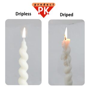 White Taper Candles 7.5inches Candle Set of 2 Long Candlesticks Spiral Tapered Candles - Twisted Candle for Unscented Candle Holder Wedding Holiday Party Home Decoration