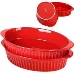 Foraineam 4 Pcs 15 oz Porcelain Oval Baking Dish Set, 8.7 x 5.3 x 1.7 inch Oven Safe Au Gratin Pans Small Table Serving Dishes, Lasagna Pan Crème Brulee Bakeware Set with Double Handles