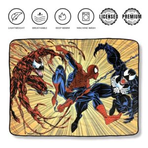 Marvel Spider-Man Maximum Carnage and Venom Flannel Fleece Throw Super Soft Lightweight Fleece Blanket, 45 x 60 Inches