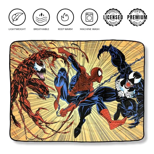 Marvel Spider-Man Maximum Carnage and Venom Flannel Fleece Throw Super Soft Lightweight Fleece Blanket, 45 x 60 Inches