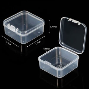 SATINIOR 24 Packs Small Clear Plastic Beads Storage Containers Box with Hinged Lid for Storage of Small Items, Crafts, Jewelry, Hardware (1.7 x 1.7 x 0.8 Inches)