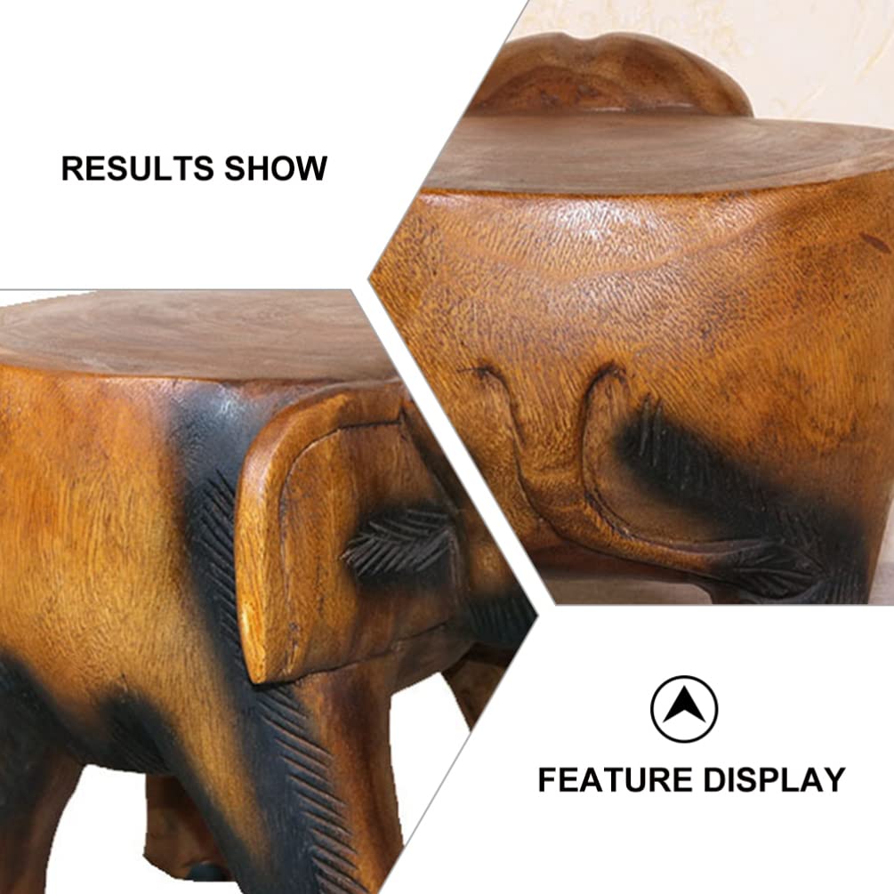 DOITOOL Wooden Elephant Stool Wood Foot Step Stool Sturdy Handicraft Wood Support for Bedroom Bathroom Living Room