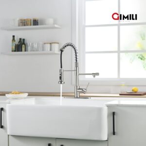 GIMILI Filter Kitchen Faucet for Water Filtration System Drinking Water Faucet 3 in1 Commercial Style Pull-Down Single Handle, Brushed Nickel (Without Water Filtration Device)