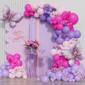 Pink and Purple Balloons 12 Inch 100 Pack with Ribbon Purple and Pink Latex Balloons for Girl Birthday Bridal Baby Shower Engagement Bachelorette Wedding Graduation Party Decorations