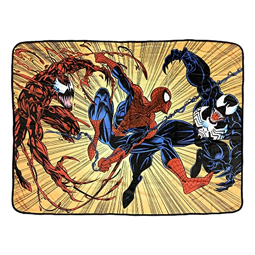 Marvel Spider-Man Maximum Carnage and Venom Flannel Fleece Throw Super Soft Lightweight Fleece Blanket, 45 x 60 Inches