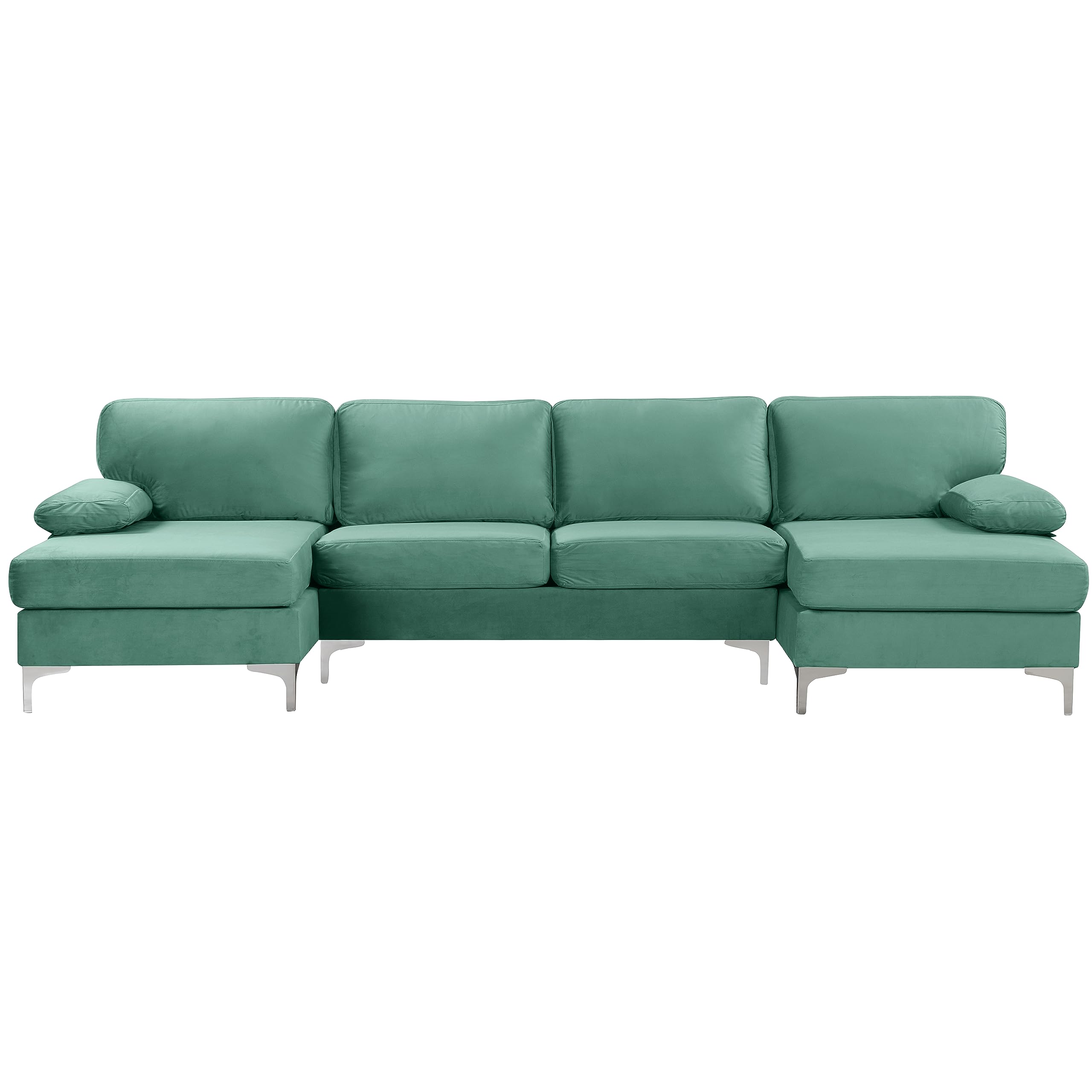 Casa AndreaMilano Modern Large Velvet Fabric U-Shape Sectional Sofa, Double Extra Wide Chaise Lounge Couch