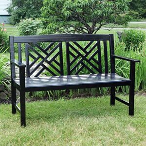 Achla Designs Fretwork Garden Bench, 4 ft Black