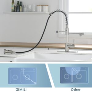 GIMILI Filter Kitchen Faucet for Water Filtration System Drinking Water Faucet 3 in1 Commercial Style Pull-Down Single Handle, Brushed Nickel (Without Water Filtration Device)