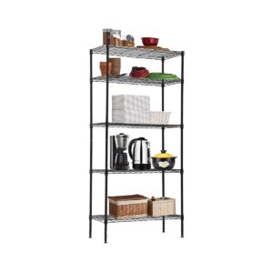 tynb 5 tier steel wire shelf metal storage rack nsf commercial 14' d x 24' w x 60' h 750lbs adjustable leveling feet wire shelving unit for office restaurant kitchen pantry rack black