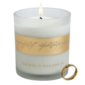 the lord of the rings glass candle, 8oz - ring of power replica reveals when wax is burned, unscented - gift for lotr fans