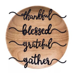 aukolass 8 pcs thanksgiving plate cards, thanksgiving table decorations grateful thankful blessed gather place card plate decors for home party (black)