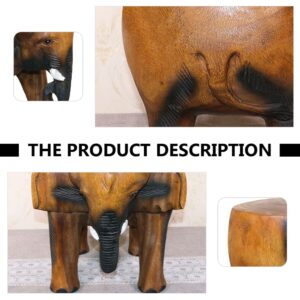 DOITOOL Wooden Elephant Stool Wood Foot Step Stool Sturdy Handicraft Wood Support for Bedroom Bathroom Living Room