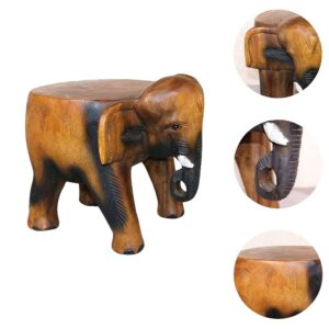 DOITOOL Wooden Elephant Stool Wood Foot Step Stool Sturdy Handicraft Wood Support for Bedroom Bathroom Living Room