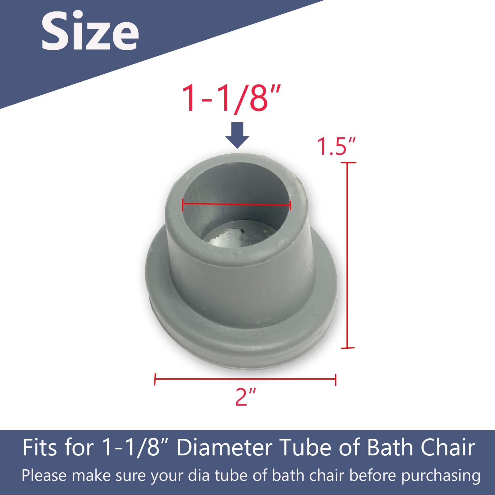 Replacement Feet for Bath Chair, Shower Toilet Seat Stools & Transfer Bench Anti-Slip Angled Cap for Disable Elderly, Fits for 1-1/8" I.D Tube, 4 Pcs