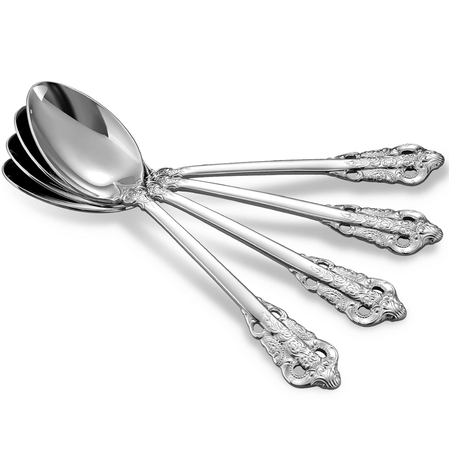 KEAWELL Luxury Dinner Spoon, Set of 4, 18/10 Stainless Steel Tablespoons, Silverware Spoon Set, Mirror Polished, 7.8 Inches (Silver)