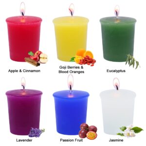 Scented Votive Candles for Home Decoration, 2 Inches Aromatherapy Candle Set with 6 Fragrances - Apple&Cinnamon, Jasmine, Eucalyptus, Lavender, Wolfberry&Blood Orange, Passion Fruit