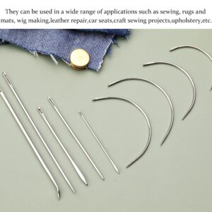 9 Pcs Heavy Duty Hand Sewing Needles Kit,Leather Sewing Needles with 5 Leather Hand Sewing Needle and 4 Curved Needle for Home Upholstery,Leather Needles for Hand Sewing,Carpet Canvas Repair…