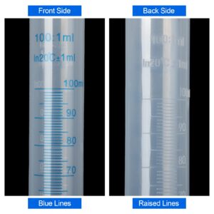 10Pack 100ml Plastic Graduated Cylinder, Transparent Measuring Cylinder Lab Test Tube Flask, 2 Sided Measuring Lines Graduated Cylinder Beaker for Science Lab Project, Pour Spout & Hexagonal Base