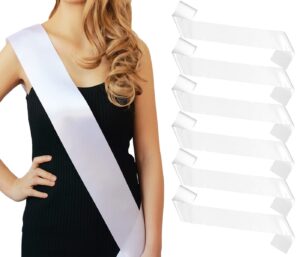 docooniver 6pcs white sashes blank for pageants,senior sashes 2024,prom queen sashes plain satin sashes custom personalized sashes.