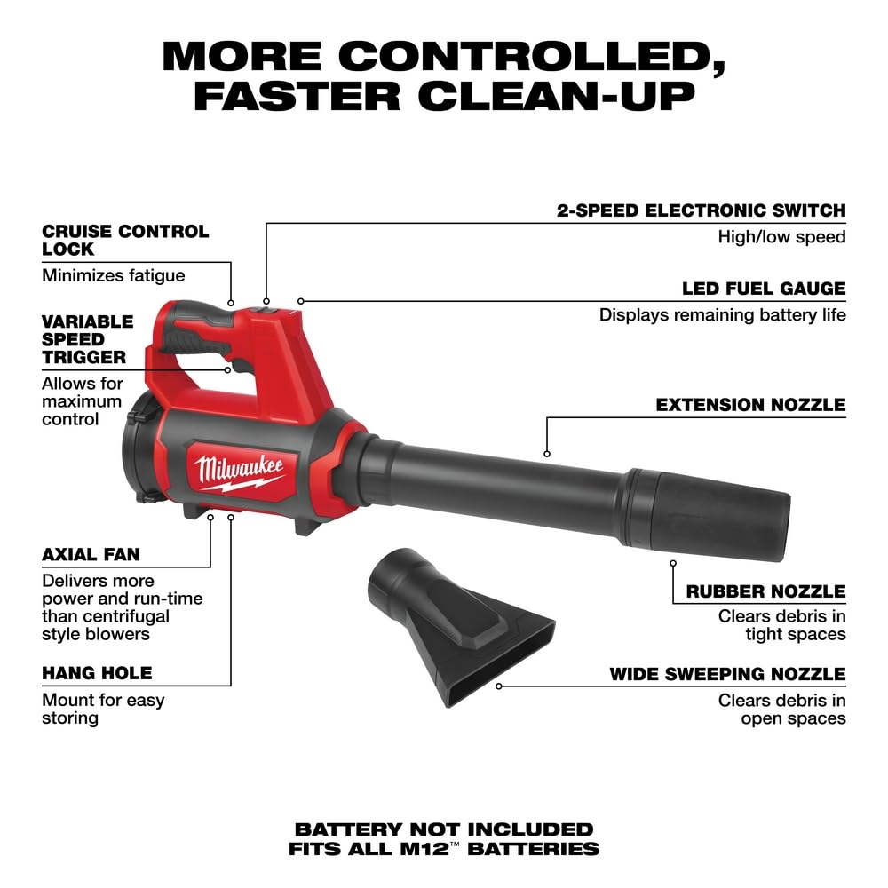 Milwaukee 0852-20 M12 Lithium-Ion Cordless Compact Spot Blower (Tool Only)