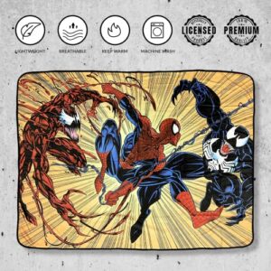 Marvel Spider-Man Maximum Carnage and Venom Flannel Fleece Throw Super Soft Lightweight Fleece Blanket, 45 x 60 Inches