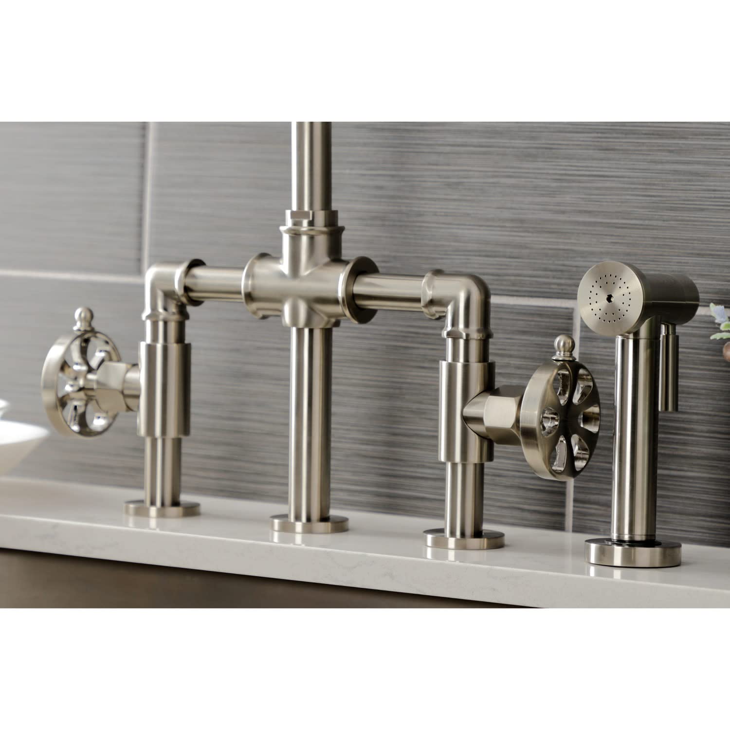 Kingston Brass KS2334RX Belknap Bridge Kitchen Faucet, Black Stainless