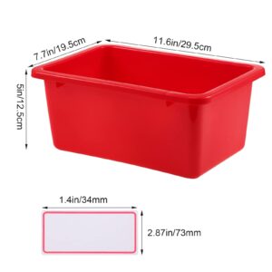 Outus 24 Pack Book Bins for Classroom Plastic Cubby Bins Toy Bins for Kids Storage and Organizer Containers with 120 Pcs Self Adhesive Label for Classroom Library School Office Home