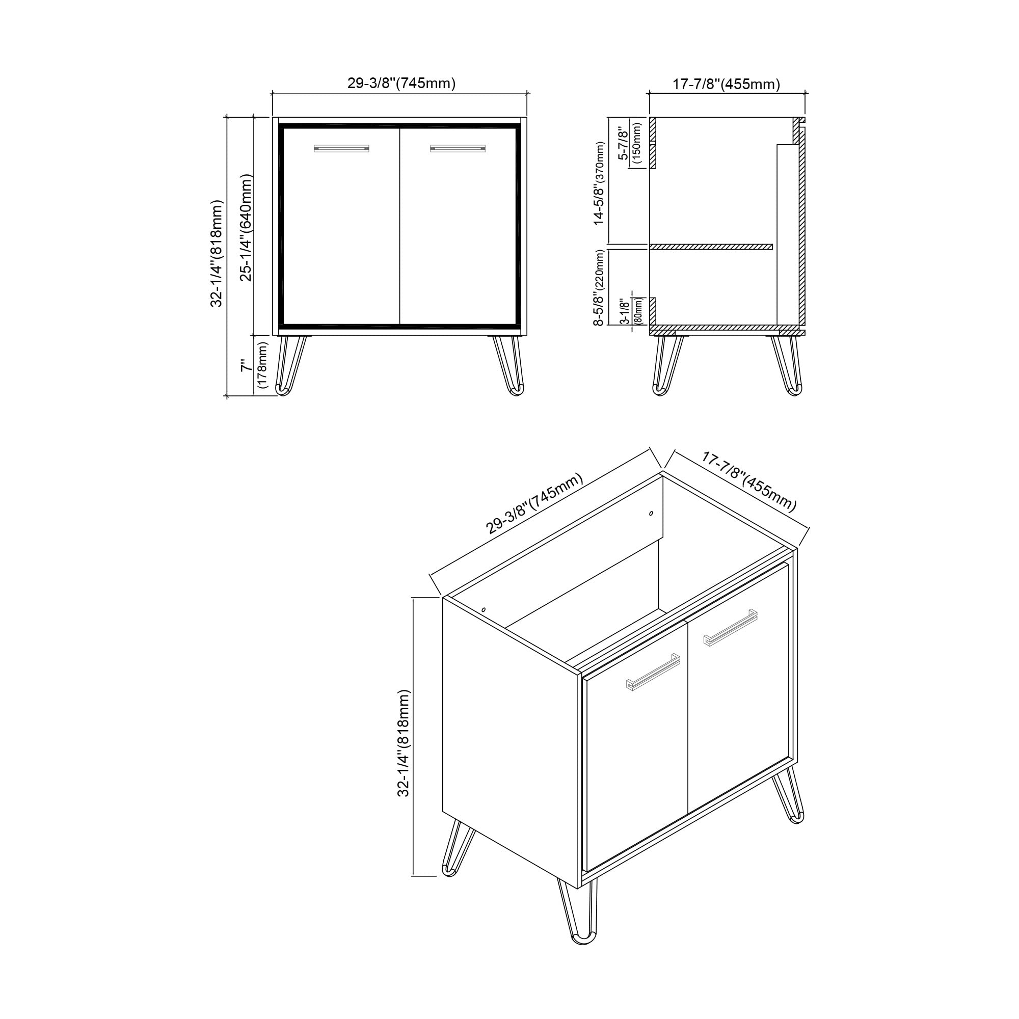 owell 30" Single Bathroom Vanity Set - White Resin Basin with Wood Vanity-Two Doors with Handles and Two Shelves |Gloss -White