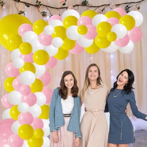 Pink Yellow White Balloon Garland Arch kit, 109PCS Yellow Pink White Balloons for Girl 1st Birthday You Are My Sunshine Sunflower Honeybee Theme Baby & Bridal Shower Wedding Decorations…