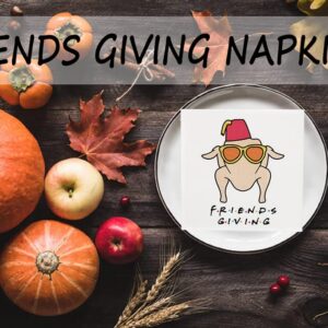 Friendsgiving Napkins, Thanksgiving Napkins, Happy Friendsgiving Party Decorations, Fall Thanksgiving Decorations, 5 x 5 Inch, 50-Pack