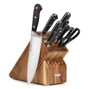 wusthof classic 9-piece knife block set (acacia)