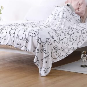 Sviuse Cat Blanket Twin Size Blanket Cat Gifts for Cat Lovers Soft Flannel White Cats Pattern Throw for Girls Women Kids (60" X 80", Cat 2)