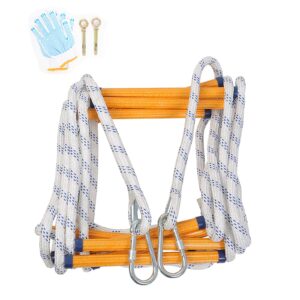 qweasdf rope ladder, emergency fire escape rope ladder, flame resistant safety evacuation ladder, non-slip, fast to deploy, easy to use, easy to store, home safety necessities,5m/16.4ft