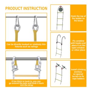 EMEKIAN Emergency Fire Escape Ladder Flame Resistant Safety Extension Rope Ladder with 2 Hooks, 2 Story Homes Reusable Compact Portable External Ladder (2 M / 6.6 FT)