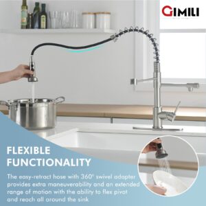 GIMILI Filter Kitchen Faucet for Water Filtration System Drinking Water Faucet 3 in1 Commercial Style Pull-Down Single Handle, Brushed Nickel (Without Water Filtration Device)