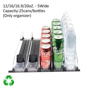 NagTour Drink Organizer for Fridge - Soda Dispenser Display with Smooth and Fast Pusher Glide - Width Adjustable (5, 38CM)