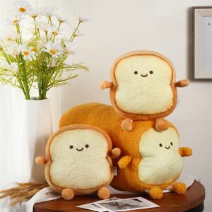 yookeer 3 pcs funny bread pillow toast plush stuffed pillow 2 size cute toast sliced cushion kawaii food plushies gifts for kids birthday thanksgiving christmas decoration