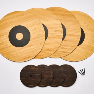 Twelve Inch 4 Bamboo Vinyl Record Wall Mount Display | Floating Album Storage LP Holder with No Frames or Visible Support | Turn Your Living Space Into an Art Gallery with Your Collection 4ECO