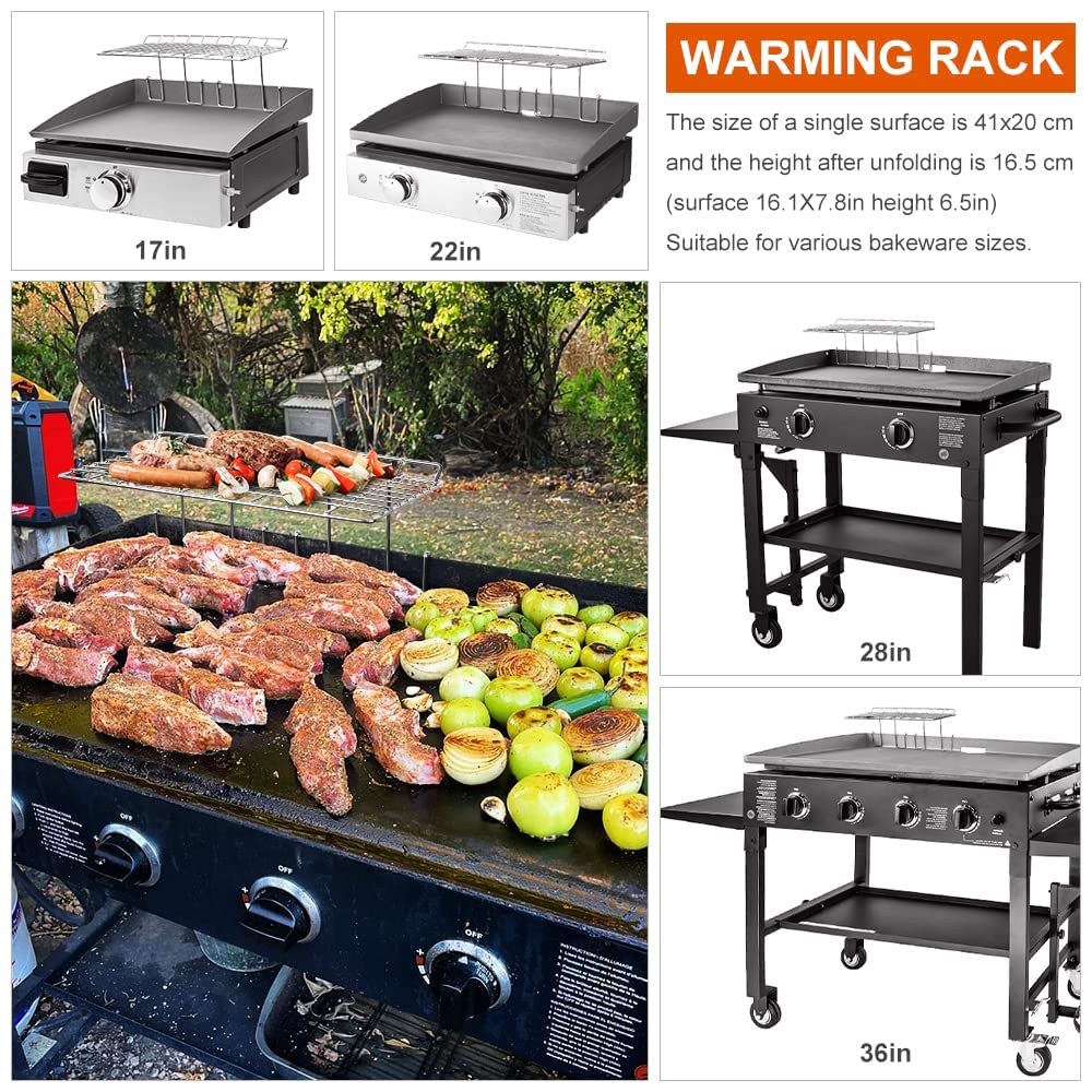 Auckpure Griddle Warming Rack, 2Pcs Stainless Steel Insulation Rack for Blackstone 17'' 22'' 28'' 36'' inches Griddles