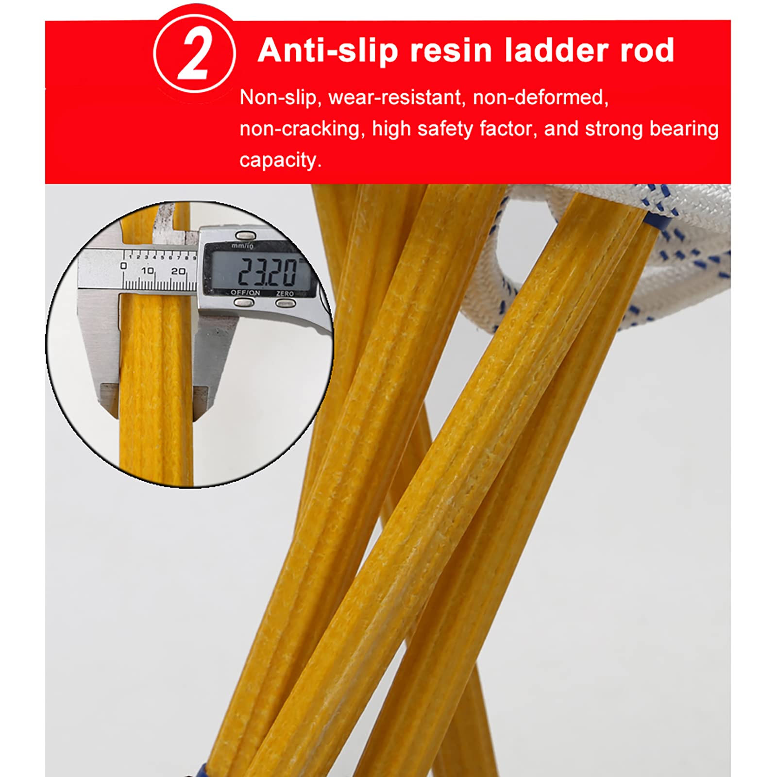 QWEASDF Rope Ladder, Emergency Fire Escape Rope Ladder, Flame Resistant Safety Evacuation Ladder, Non-Slip, Fast to Deploy, Easy to Use, Easy to Store, Home Safety Necessities,5m/16.4ft