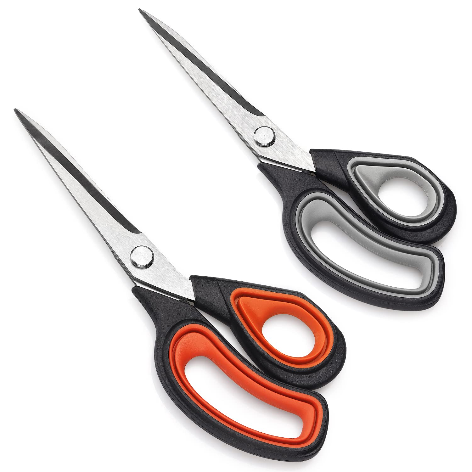 Stary City Premium Tailor Scissors Heavy Duty Multi-Purpose Titanium Scissors Professional for Leather Cutting Industrial Sharp Sewing Shears (2 Pack), Red/Gray