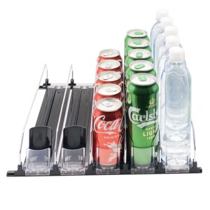 nagtour drink organizer for fridge - soda dispenser display with smooth and fast pusher glide - width adjustable (5, 38cm)