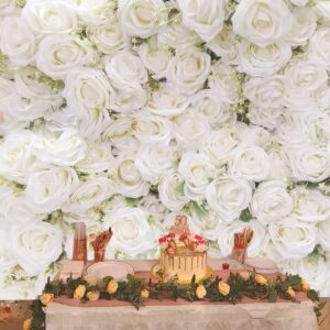 White Rose Floral Photography Backdground Rose Theme Valentines Day Party Bridal Shower Party Decoration Backdrop (7x5FT)