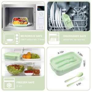 Jeopace Bento Box for Kids, Light Green, Meal Holder, Plastic, 900 ml Capacity, Microwave Safe, Leakproof, Portable, Durable