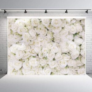 white rose floral photography backdground rose theme valentines day party bridal shower party decoration backdrop (7x5ft)